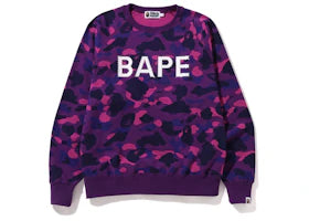 BAPE Color Camo Crystal Stone Relaxed Fit Crewneck Sweatshirt (SS22) Purple
