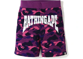 BAPE Color Camo Logo Sweat Shorts Purple