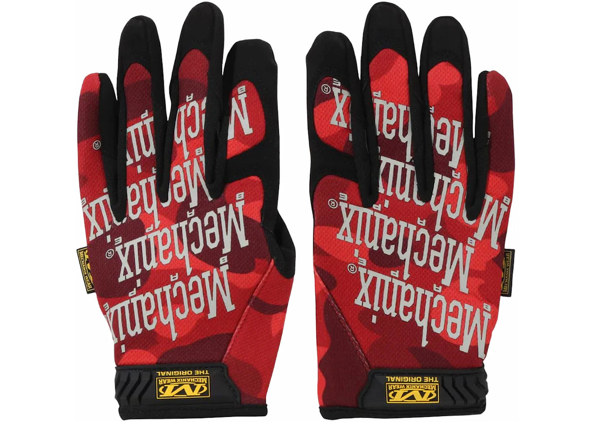 BAPE Color Camo Mechanix Wear Gloves Red - vue secondaire A