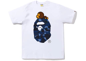 BAPE Color Camo Milo On Big Ape Tee (FW22) White Navy