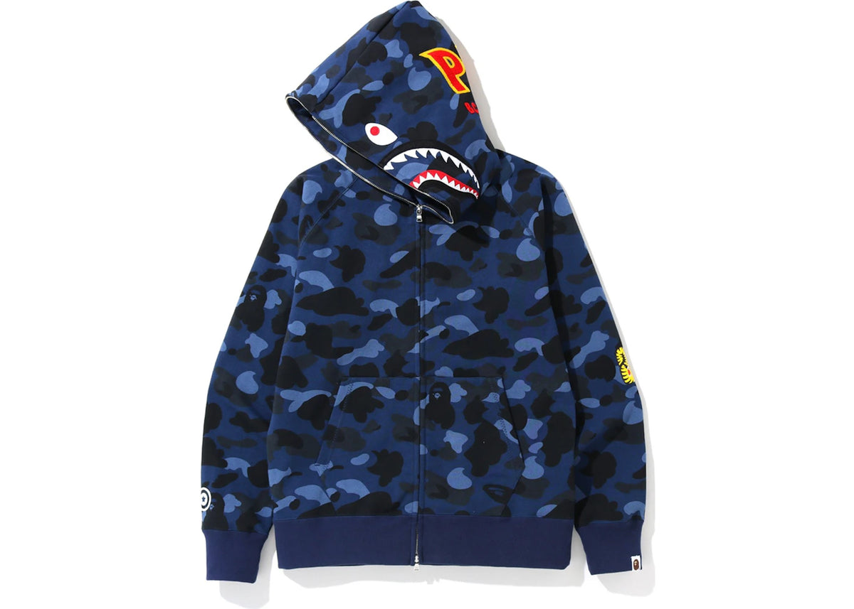 BAPE Color Camo PONR Shark Full Zip Hoodie Navy - vue secondaire B