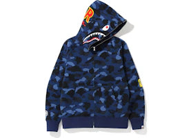 BAPE Color Camo PONR Shark Full Zip Hoodie Navy - vue 360