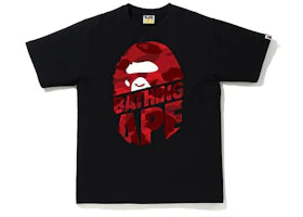 BAPE Color Camo Peek Ape Head T-Shirt Black/Red - vue 360