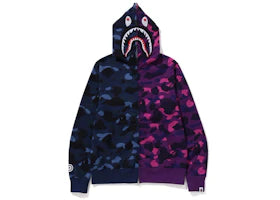 BAPE Color Camo Separate Shark FZ Hoodie Navy/Purple