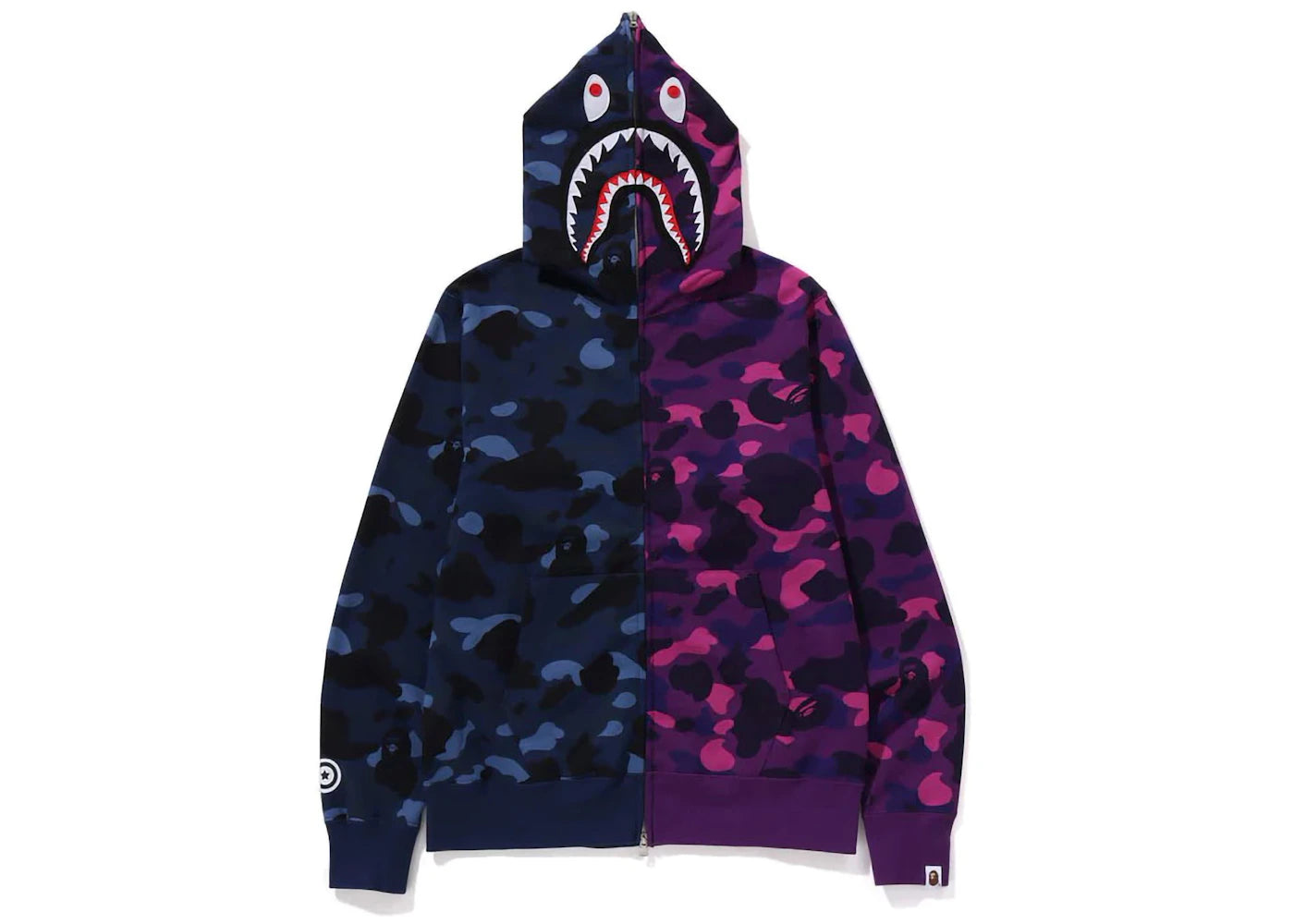 BAPE Color Camo Separate Shark FZ Hoodie Navy/Purple - vue secondaire A
