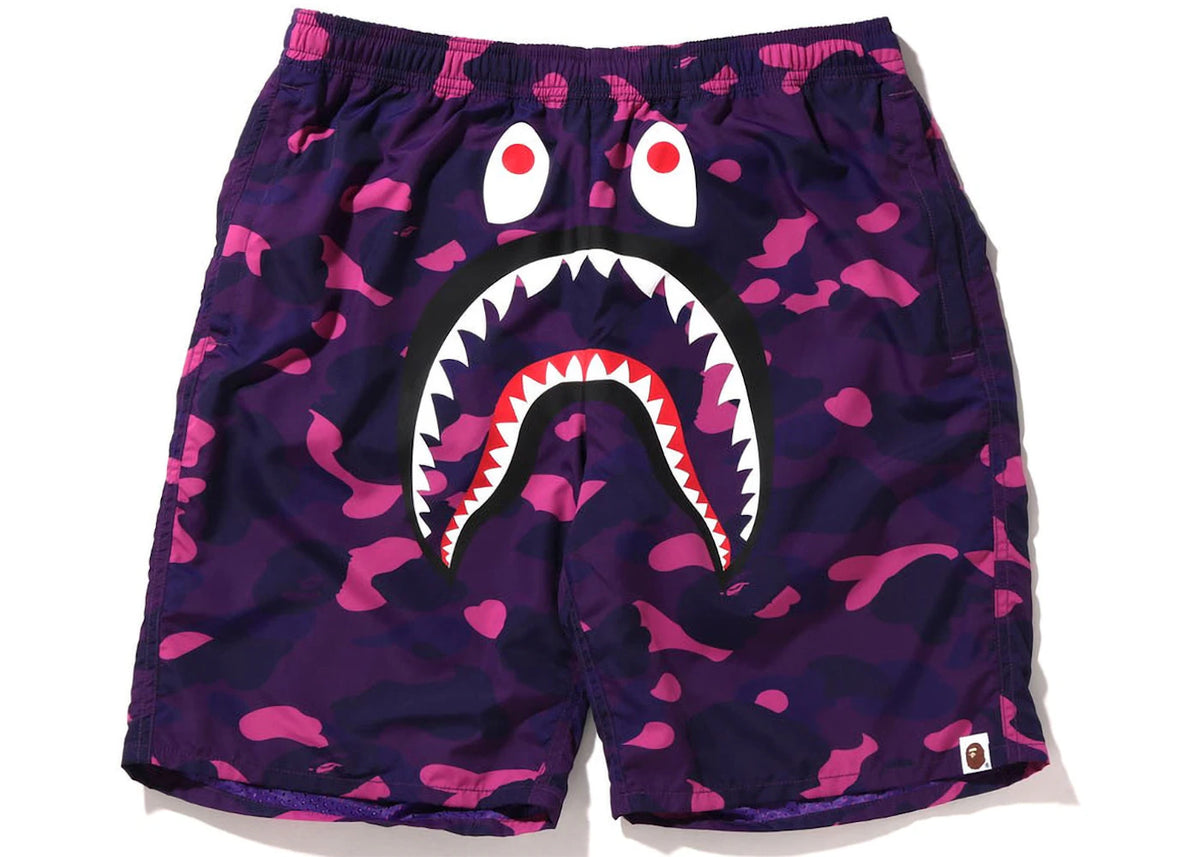BAPE Color Camo Shark Beach Shorts (SS22) Purple - vue 360