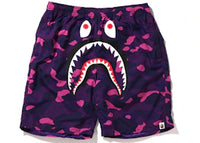 BAPE Color Camo Shark Beach Shorts (SS22) Purple