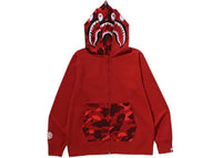 BAPE Color Camo Shark Full Zip Double Hoodie Red