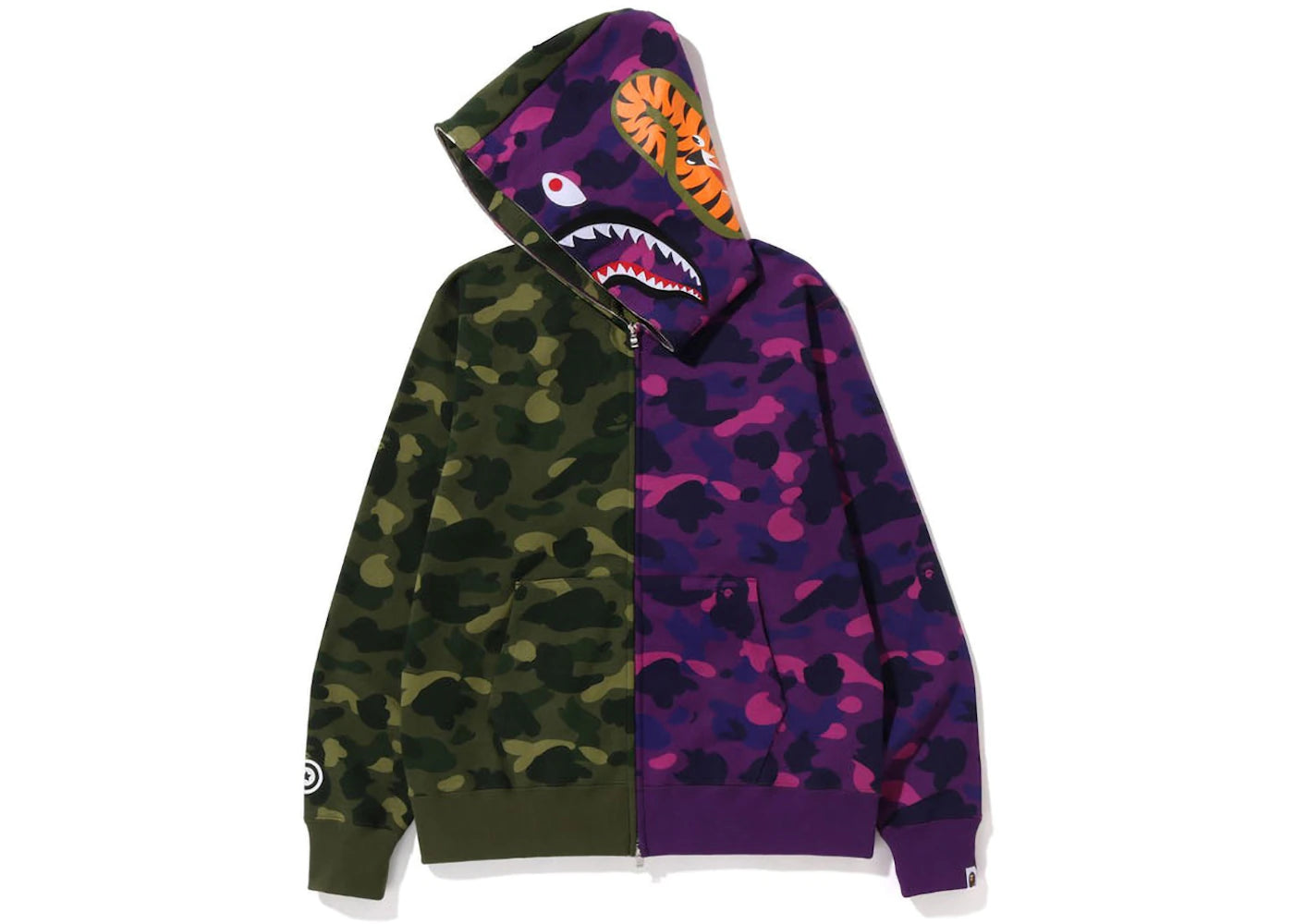 BAPE Color Camo Shark Full Zip Hoodie (FW22) Green Purple - vue secondaire B