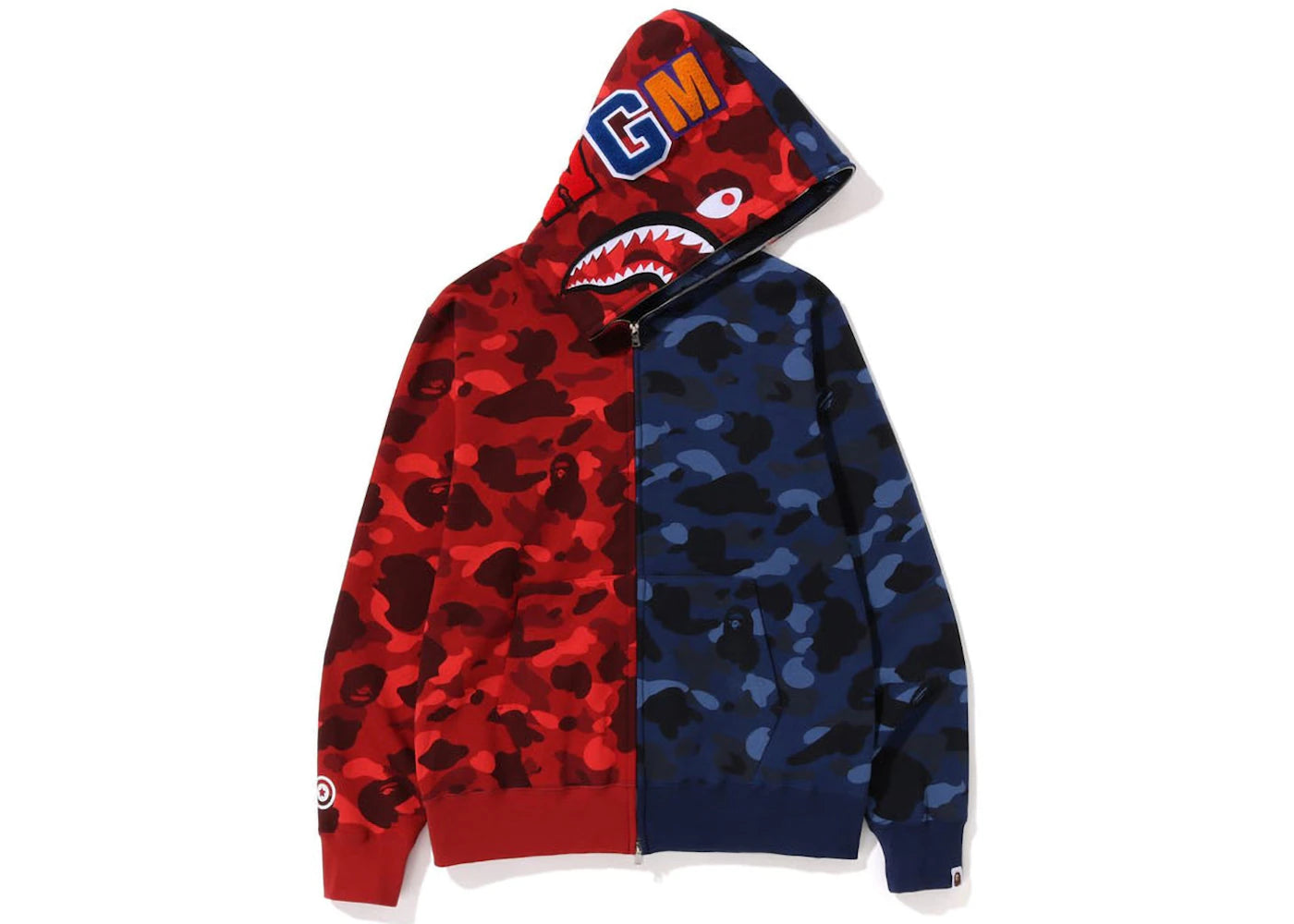 BAPE Color Camo Shark Full Zip Hoodie (FW22) Red Navy - vue secondaire A