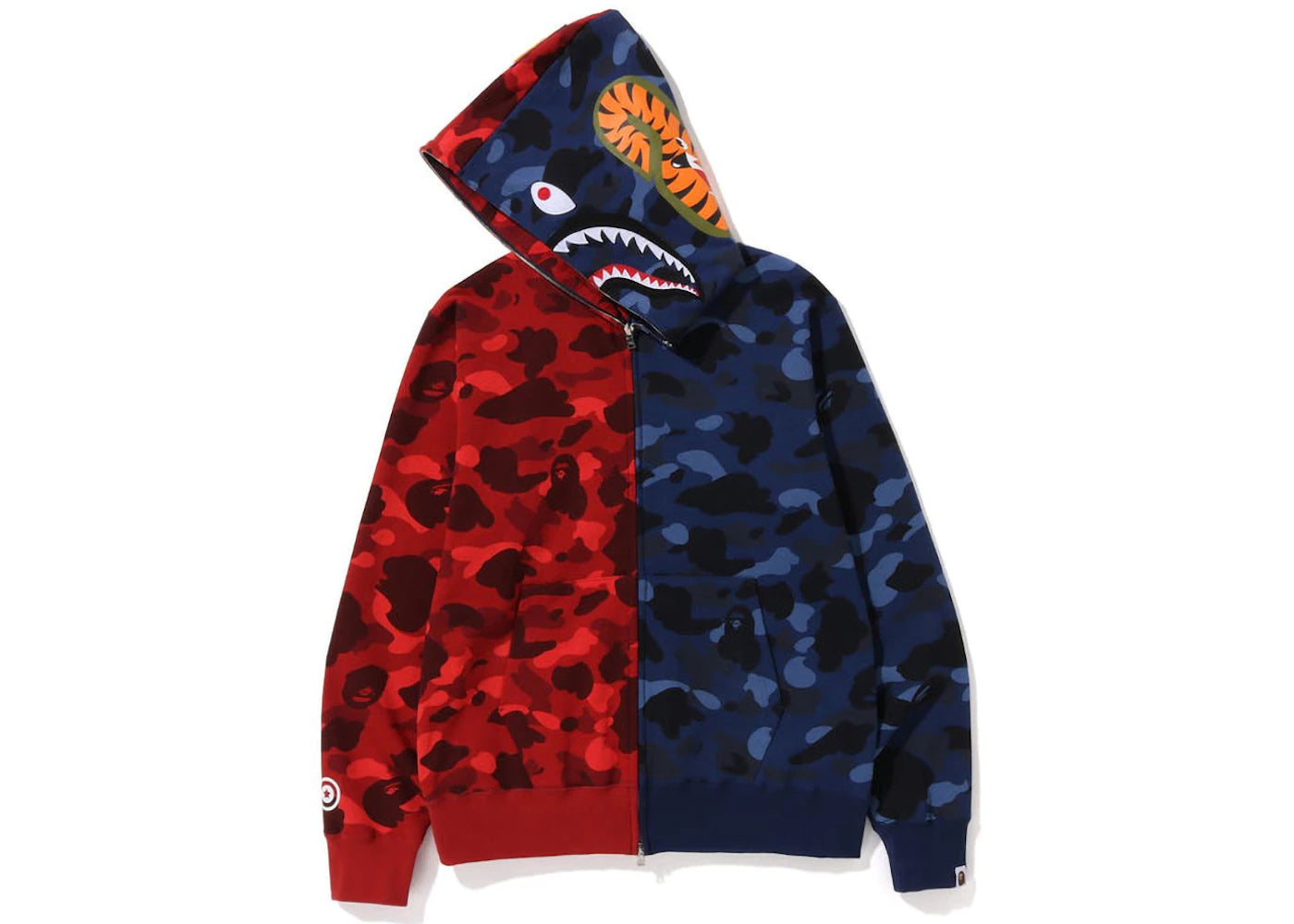 BAPE Color Camo Shark Full Zip Hoodie (FW22) Red Navy - vue secondaire B