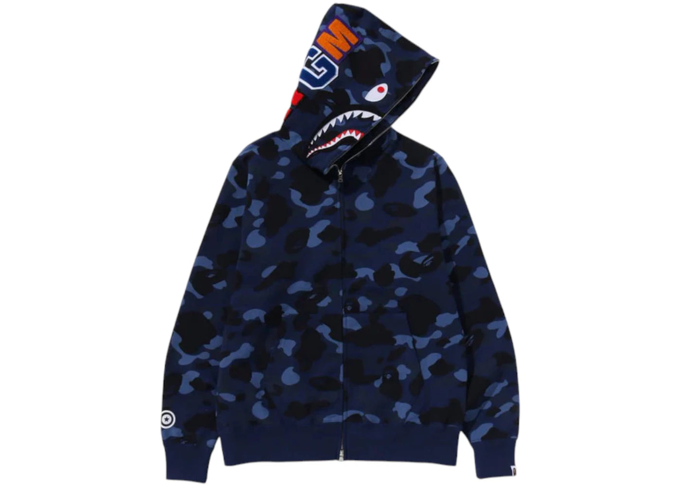 BAPE Color Camo Shark Full Zip Hoodie (FW24) Navy - vue 360