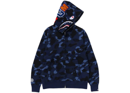 BAPE Color Camo Shark Full Zip Hoodie (FW24) Navy - authentic BAPE apparel
