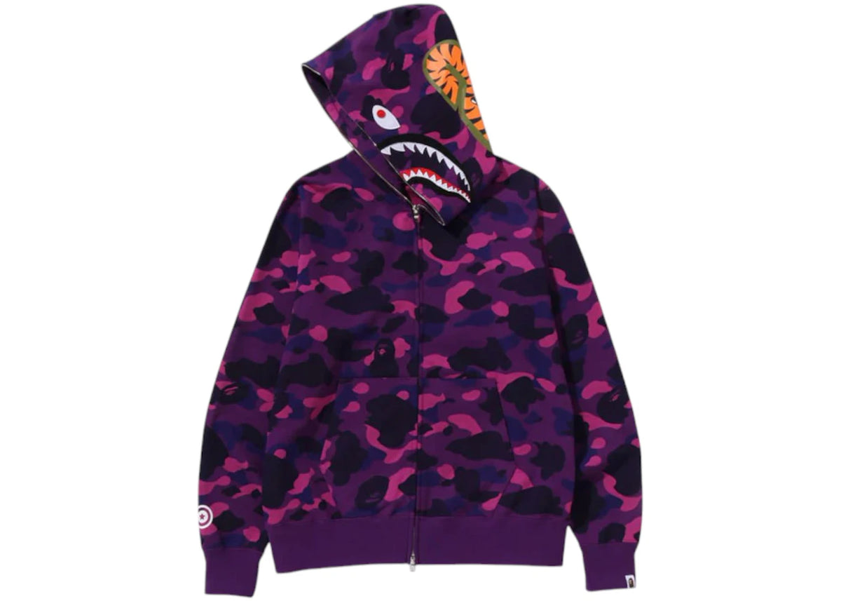 BAPE Color Camo Shark Full Zip Hoodie (FW24) Purple - vue secondaire A