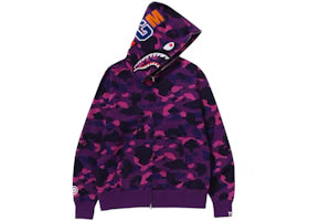 BAPE Color Camo Shark Full Zip Hoodie (FW24) Purple - authentic BAPE apparel