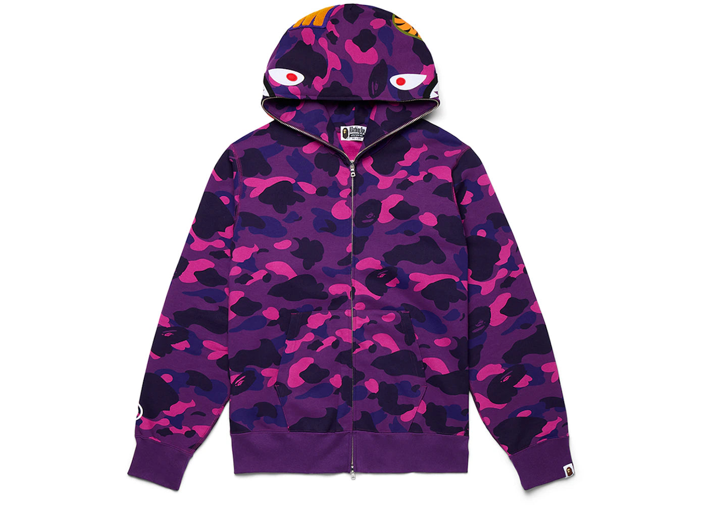 BAPE Color Camo Shark Full Zip Hoodie Lila - vue 360