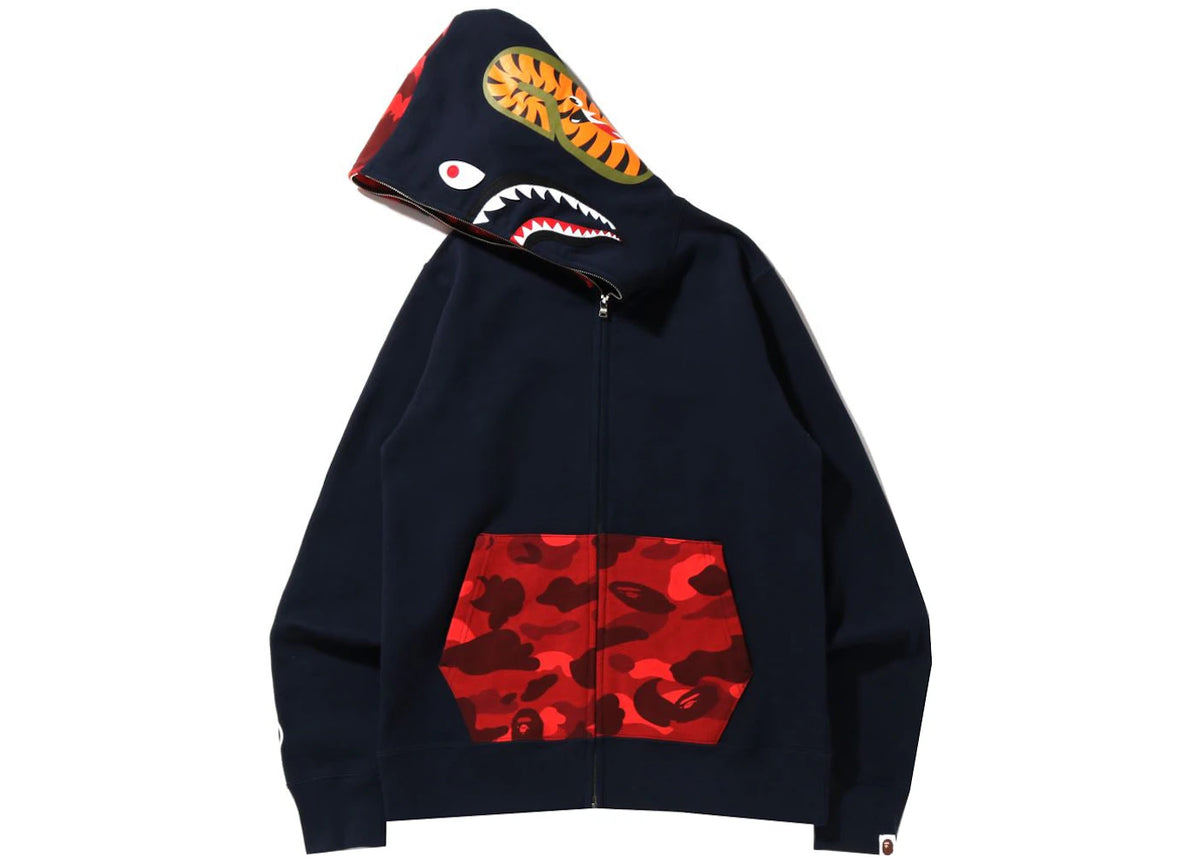 BAPE Color Camo Shark Full Zip Hoodie (SS22) Navy/Red - vue secondaire A