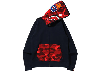 BAPE Color Camo Shark Full Zip Hoodie (SS22) Navy/Red - authentic BAPE apparel