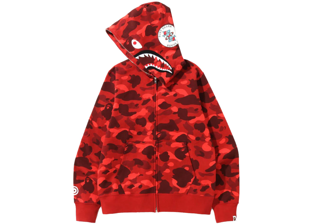 BAPE Color Camo Shark Full Zip Hoodie (SS22) Red - vue secondaire B