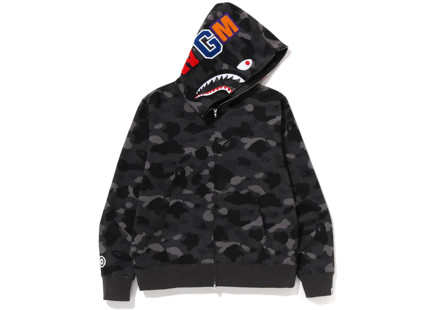 BAPE Color Camo Shark Full Zip Hoodie Schwarz - vue 360