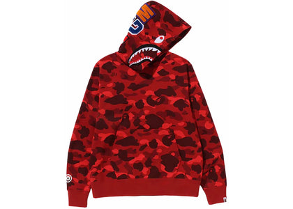 BAPE Color Camo Shark Pullover Hoodie Red - apparel view 2