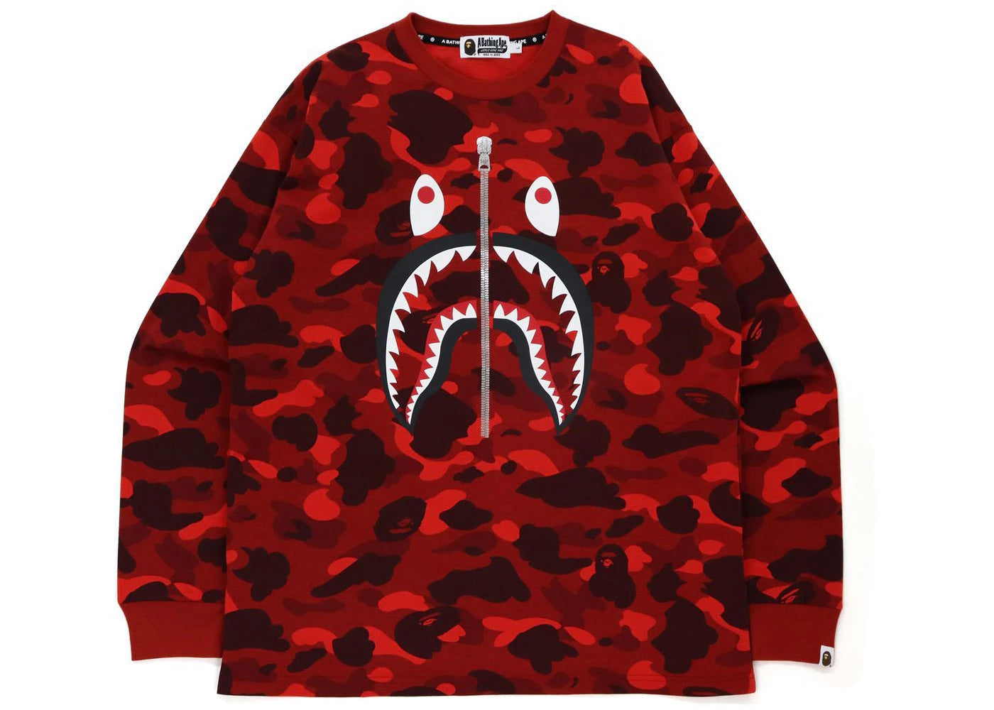 BAPE Color Camo Shark Relaxed Fit L/S Tee Red - vue secondaire A