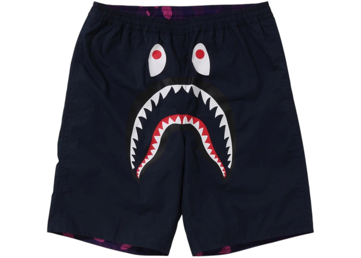 BAPE Color Camo Shark Reversible Shorts Purple Navy - vue secondaire B