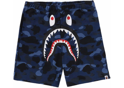 BAPE Color Camo Shark Sweat Shorts (SS24) Navy - authentic BAPE apparel