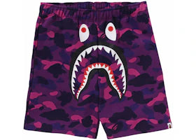 BAPE Color Camo Shark Sweat Shorts (SS24) Purple - authentic BAPE apparel