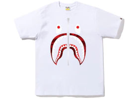 BAPE Color Camo Shark Tee (FW22) White Red - vue 360