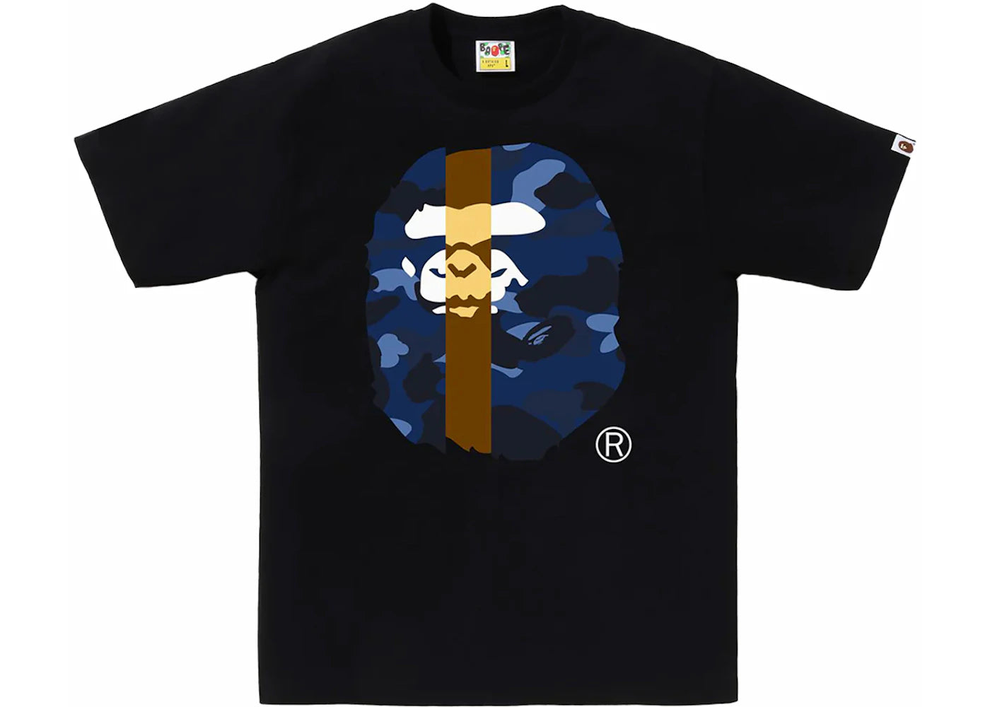 BAPE Color Camo Transform Big Ape Head Tee Black/Navy - vue 360