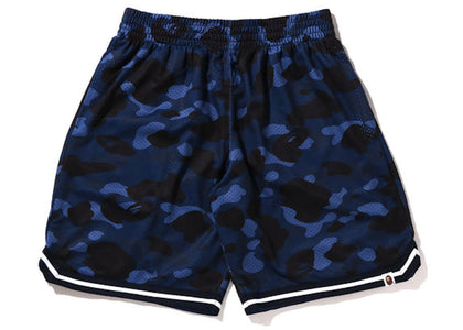BAPE Color Camo Wide Fit Basketball Shorts Navy - authentic BAPE apparel