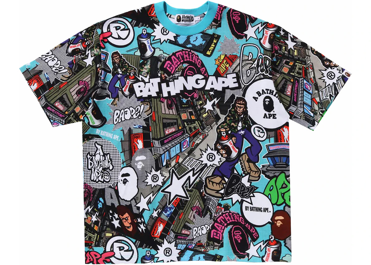 BAPE Comic Art Relaxed Fit Tee Multicolor - vue 360