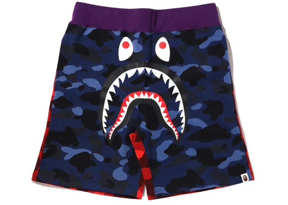 BAPE Crazy Camo Shark Sweat Shorts Navy - apparel view 2