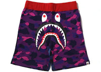 BAPE Crazy Camo Shark Sweat Shorts Purple