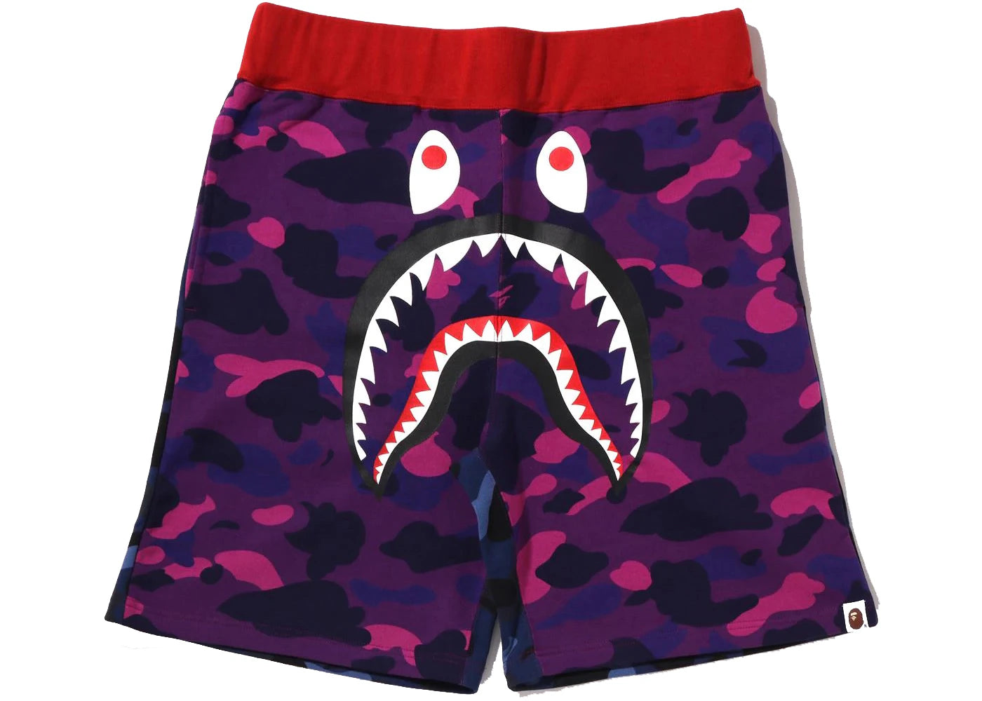 BAPE Crazy Camo Shark Sweat Shorts Purple - vue secondaire A