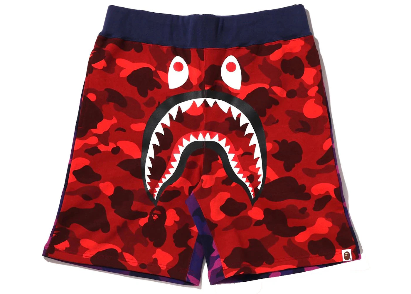 BAPE Crazy Camo Shark Sweat Shorts Red - vue secondaire A