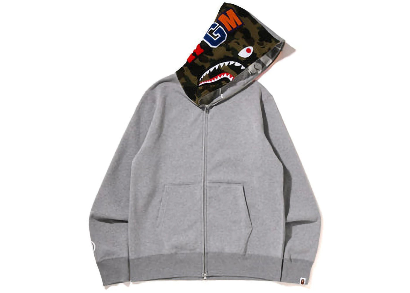 BAPE Crazy Face Full Zip Hoodie Grey - vue secondaire B