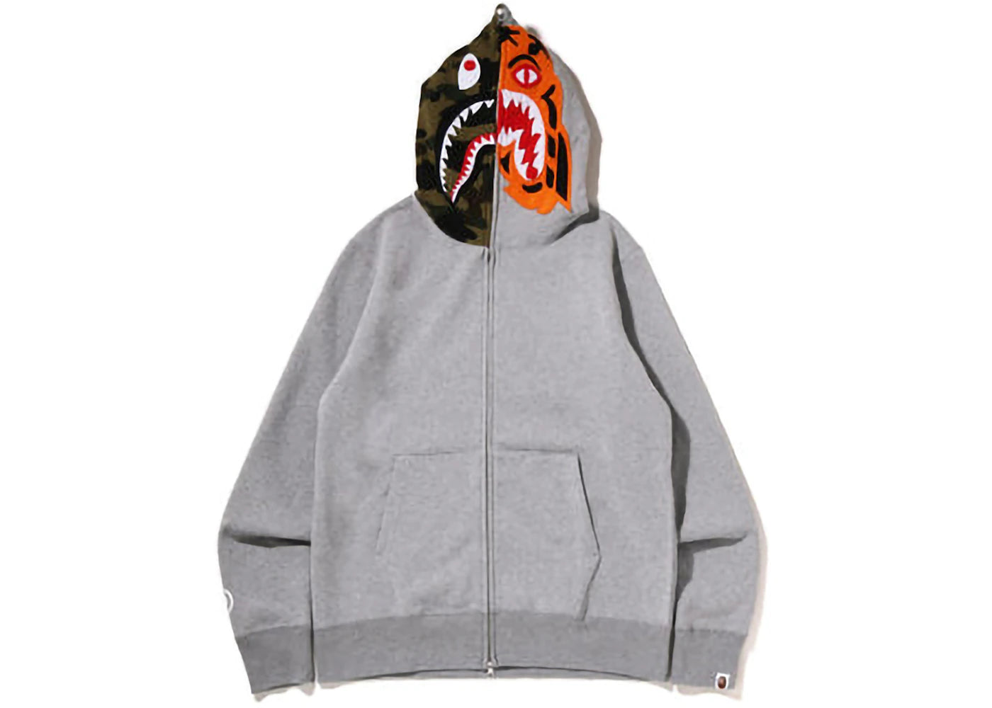 BAPE Crazy Face Full Zip Hoodie Grey - vue secondaire A