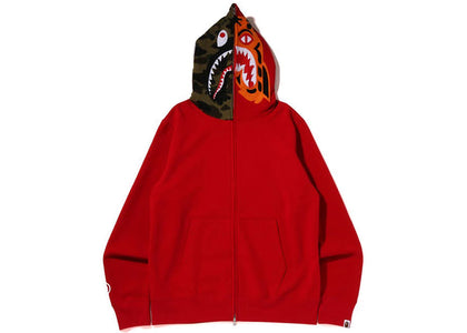 BAPE Crazy Face Full Zip Hoodie Red - apparel view 2