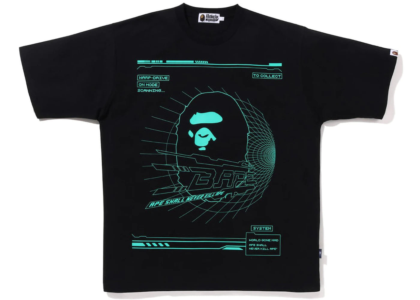 BAPE Cyber Bathing Ape Relaxed Fit Tee Black - vue 360