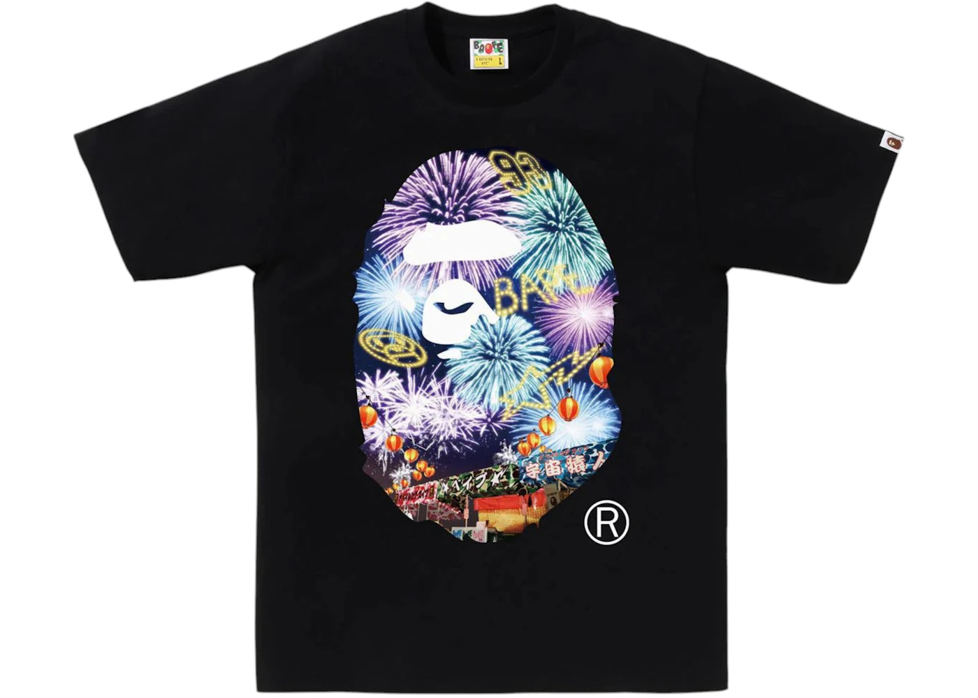 BAPE Firework Ape Head Photo Tee Black - vue secondaire A