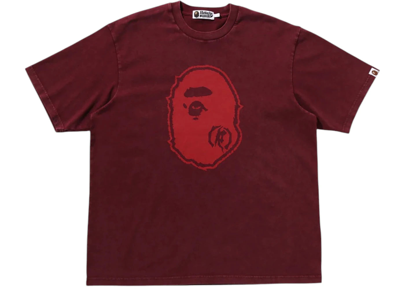 BAPE Garment Dye Ape Head Relaxed Fit Tee Burgundy - vue 360
