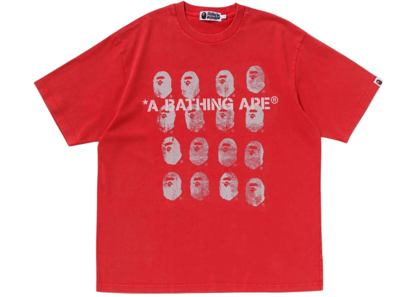 BAPE Garment Dye Logo Relaxed Fit Tee Red - vue 360