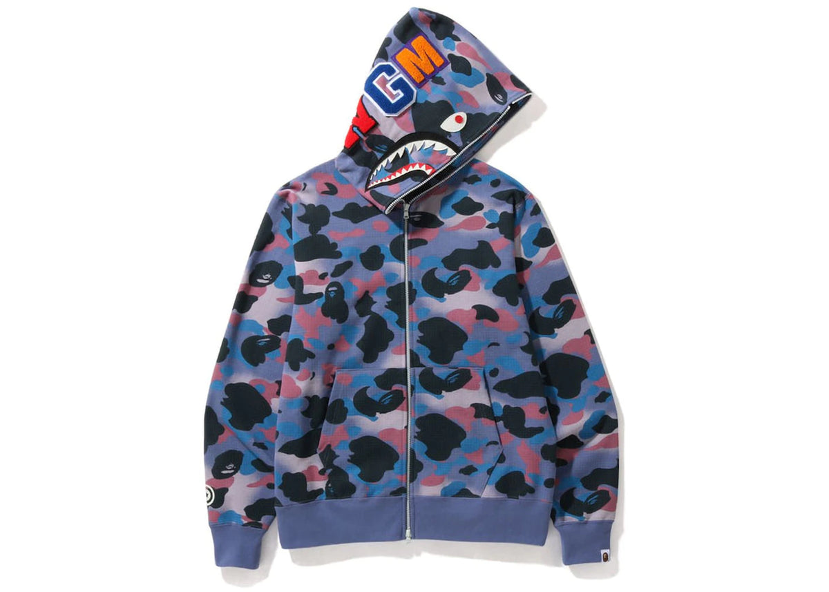 BAPE Grid Camo Shark Full Zip Hoodie Purple - vue secondaire A