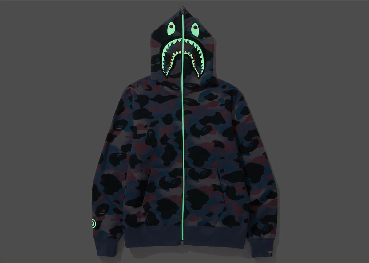 BAPE Grid Camo Shark Full Zip Hoodie Purple - vue secondaire B