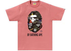 BAPE Hand Draw Pattern By Bathing Ape Tee Pink - authentic BAPE product
