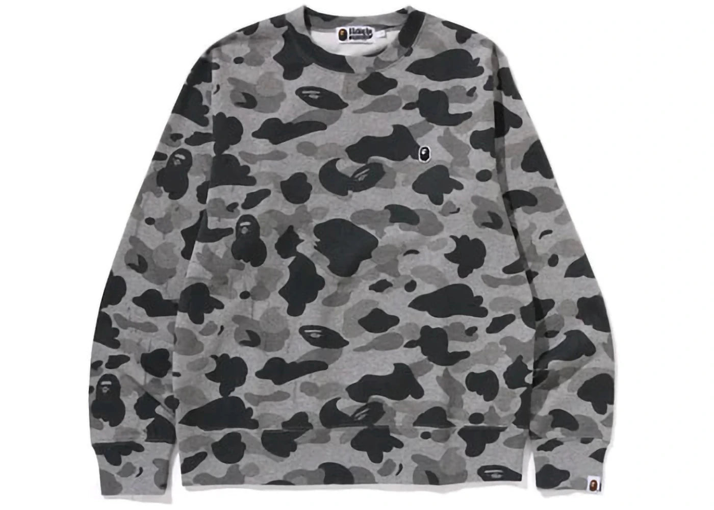 BAPE Heather Gray Camo Ape Head One Point Crewneck Gray - vue secondaire A
