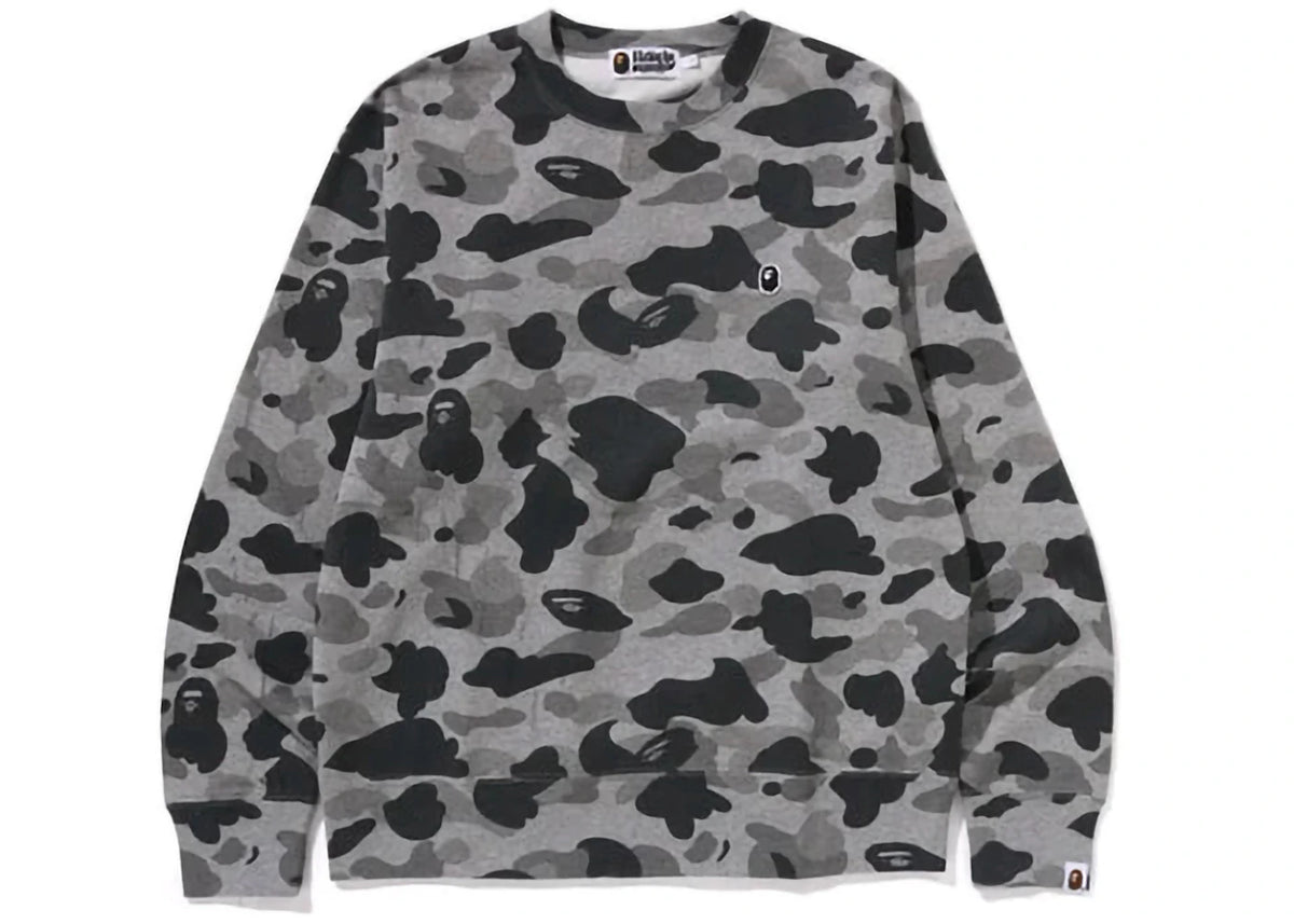 BAPE Heather Gray Camo Ape Head One Point Crewneck Gray - vue 360