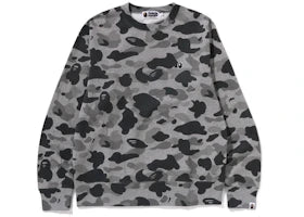 BAPE Heather Gray Camo Ape Head One Point Crewneck Gray